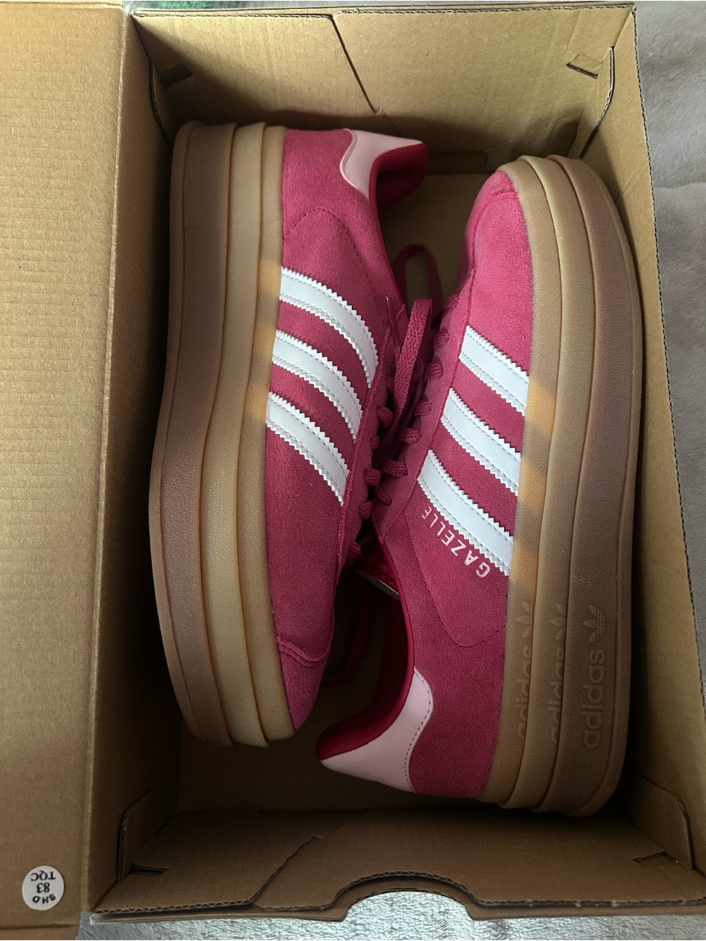 adidas Originals Gazelle Platform Sneakers in Pink with White Stripes
